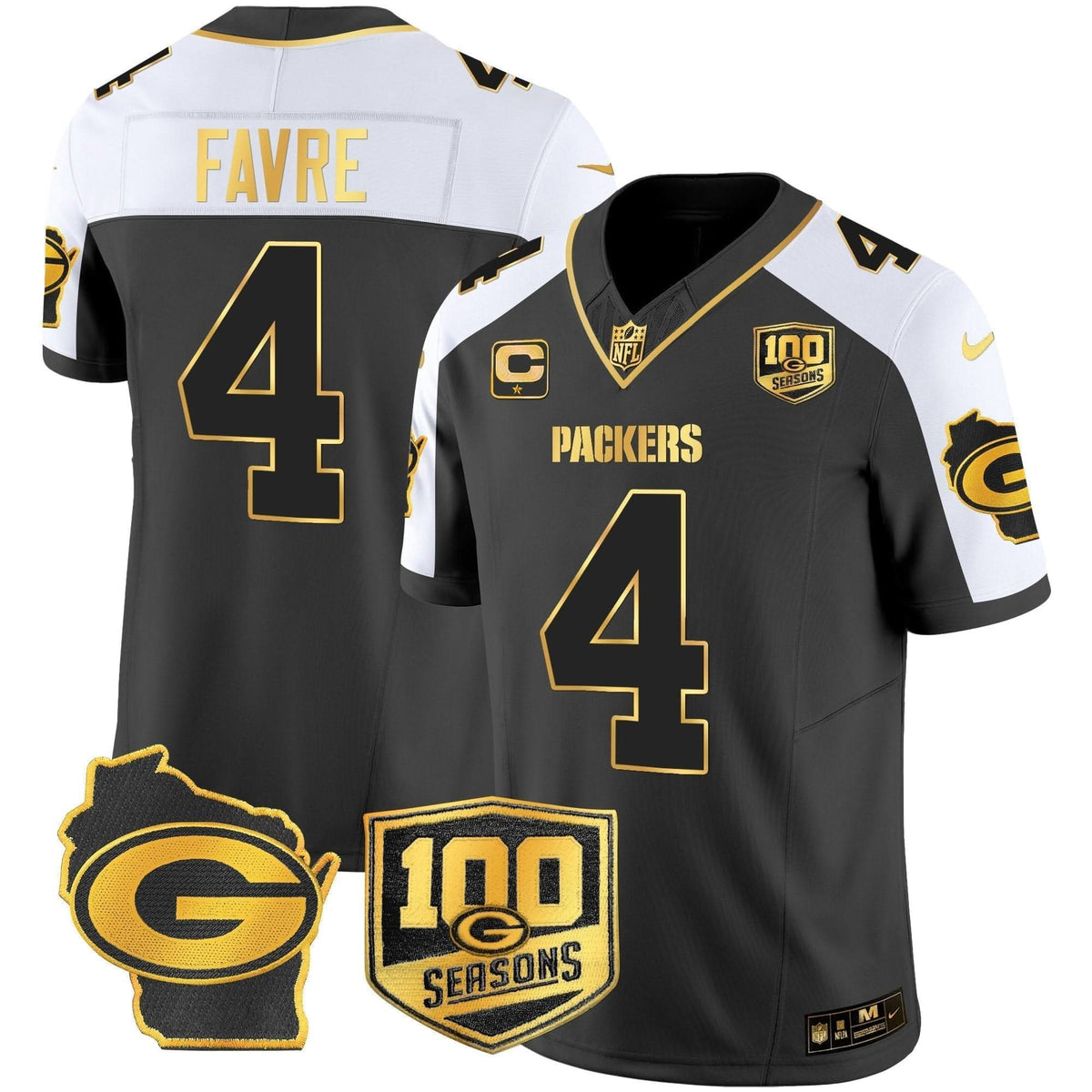 GB 100th Season & Home Patch Gold Vapor Limited Jersey