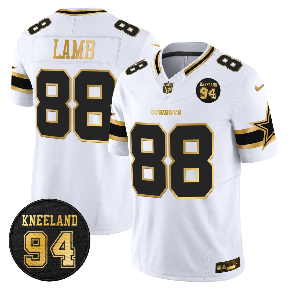 DAL #94 Marshawn Kneeland Memorial Patch Gold Vapor Limited Jersey