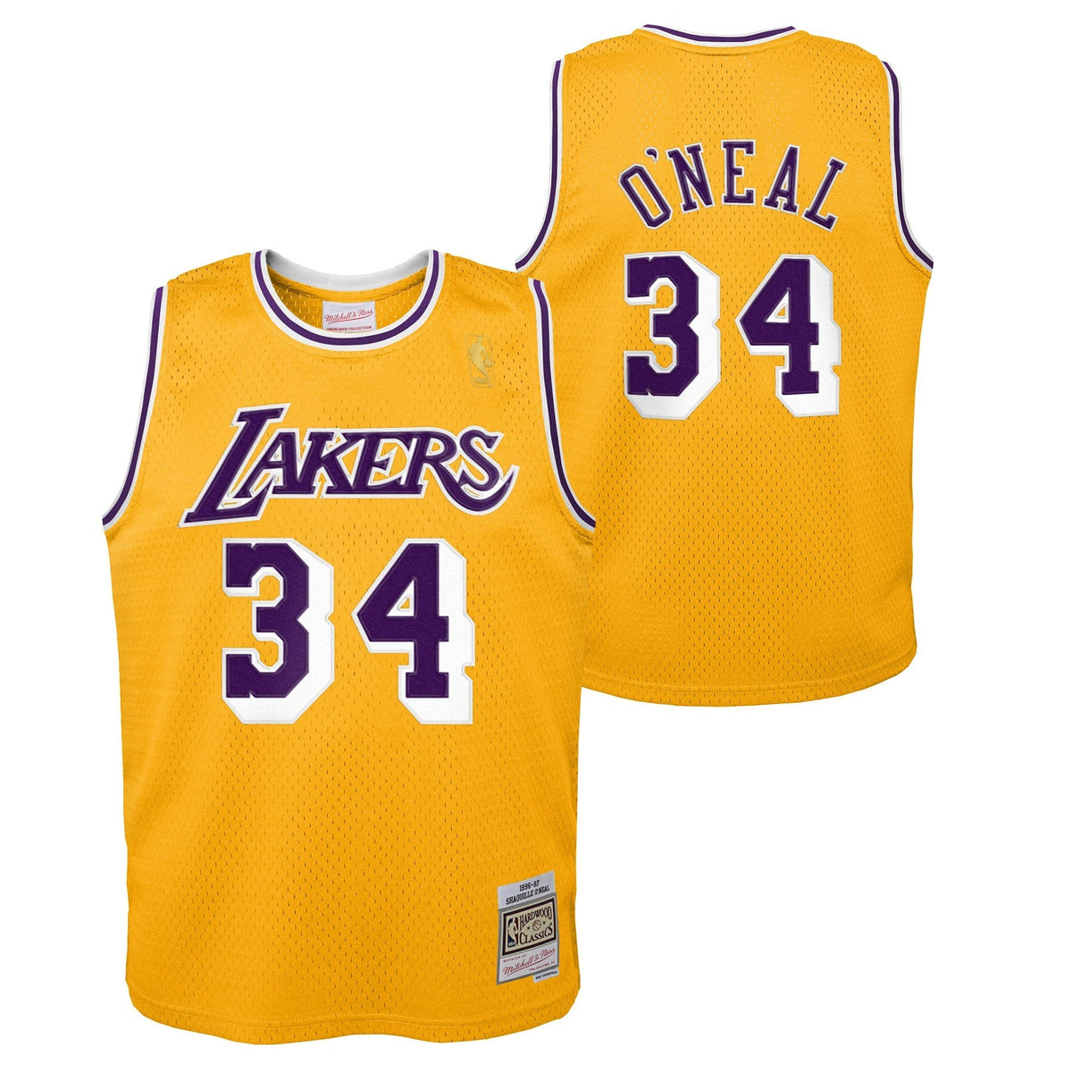 Los Angeles Lakers Shaquille O`Neal Mitchell & Ness Gold 1996-97 Hardwood Classics Swingman Jersey