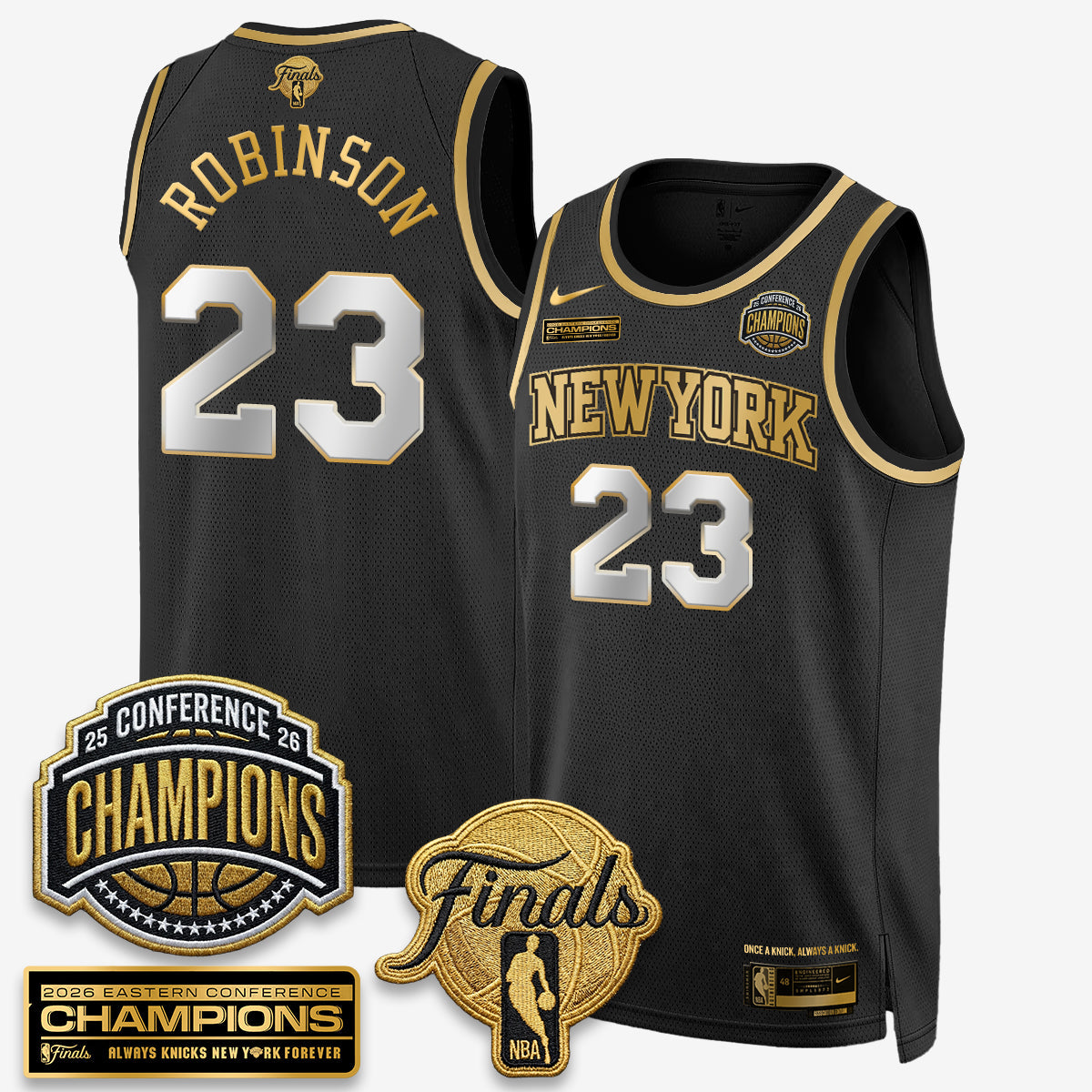 NYK 2026 NBA Eastern Conference Champions Black Gold Edition Jersey - Stitched (2)
