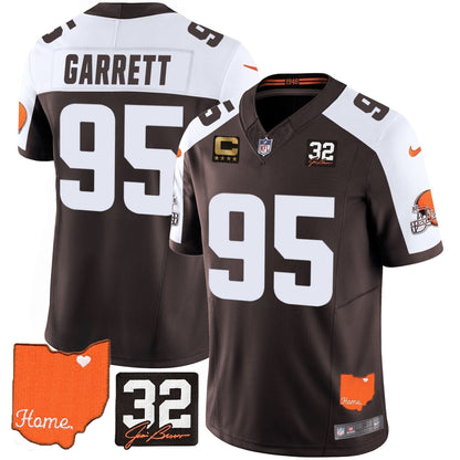 CLE #32 Jim Brown Memorial & Home Patch Vapor Limited Jersey