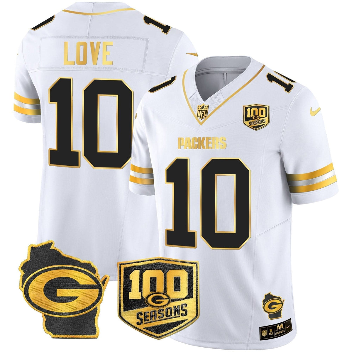 GB 100th Season & Home Patch Gold Vapor Limited Jersey