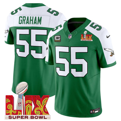 PE Kelly Green Super Bowl LIX Patch Vapor Limited Jersey