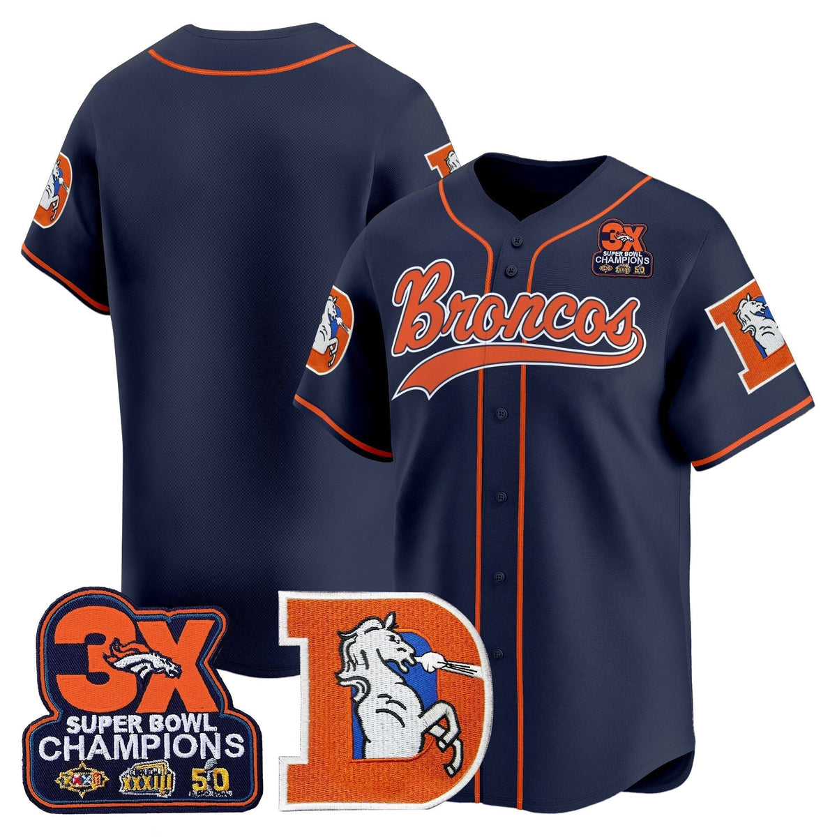 DEN Throwback Vapor Baseball Jersey - All Stitched