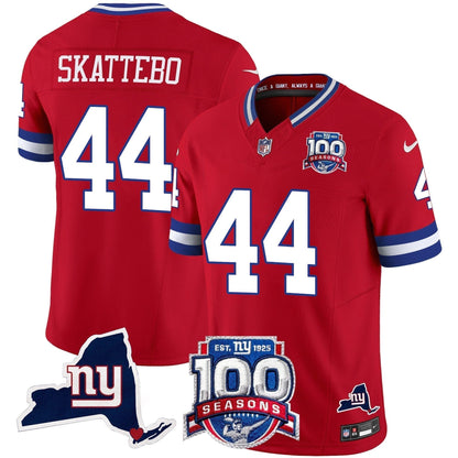 NYG 100th Season & State Patch Vapor Limited Jersey
