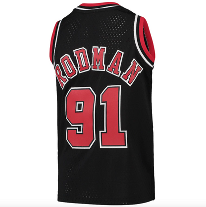 Chicago Bulls Dennis Rodman Mitchell & Ness Black 1997-98 Hardwood Classics Swingman Jersey