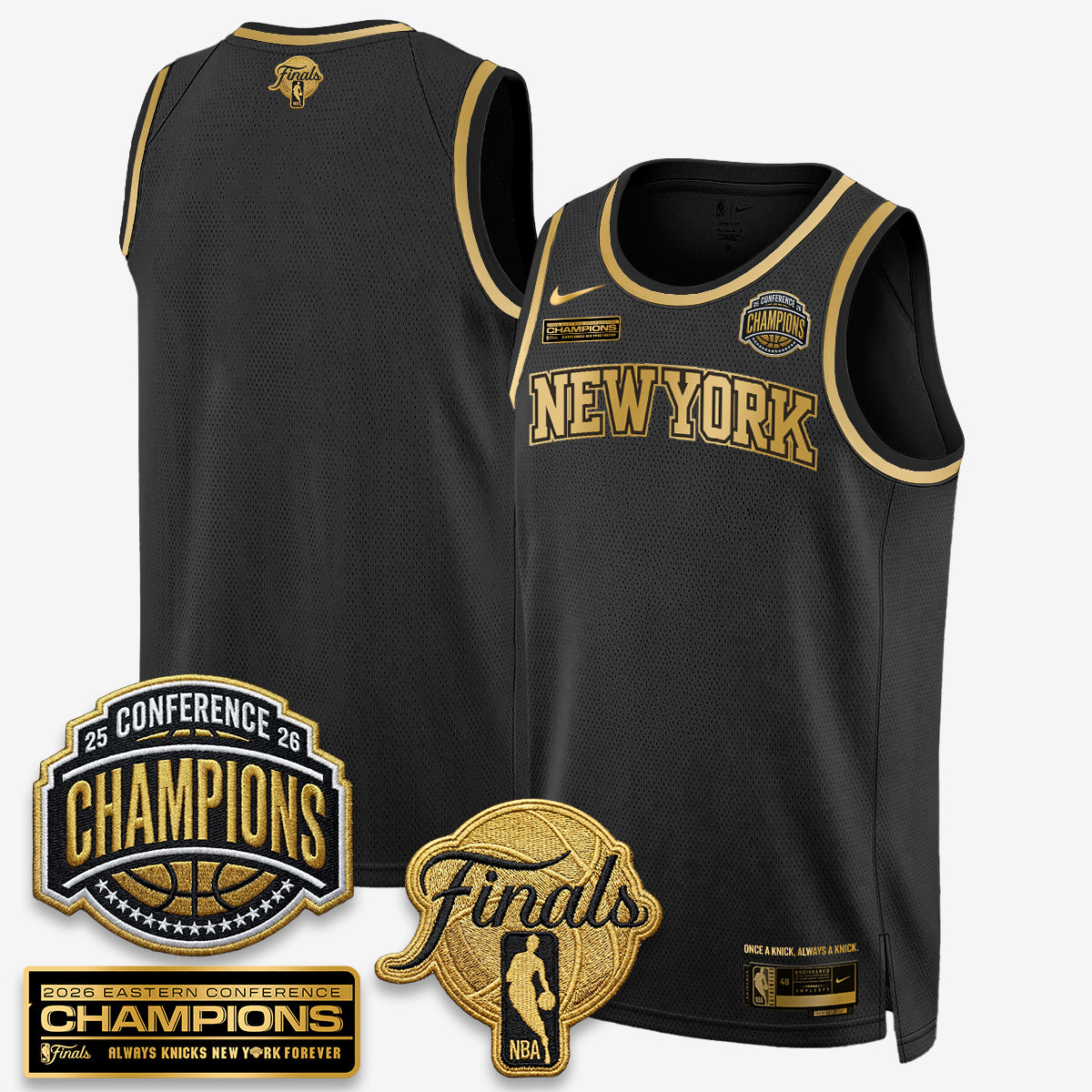 NYK 2026 NBA Eastern Conference Champions Black Gold Edition Jersey - Stitched (Tiktok)