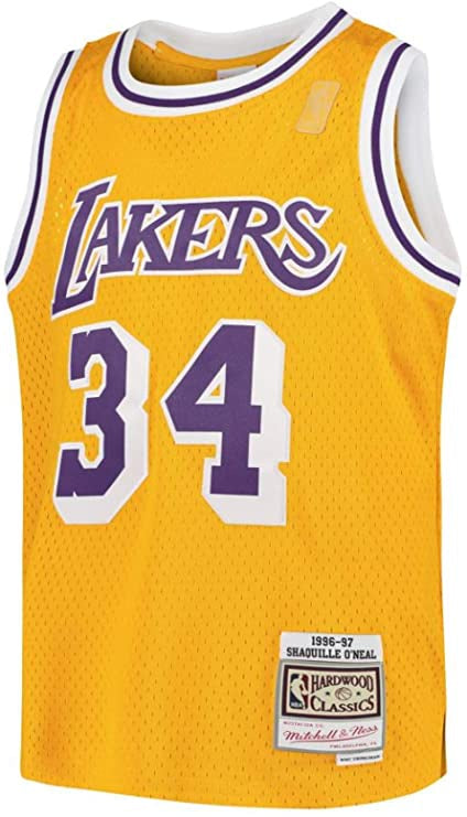 Los Angeles Lakers Shaquille O`Neal Mitchell & Ness Gold 1996-97 Hardwood Classics Swingman Jersey
