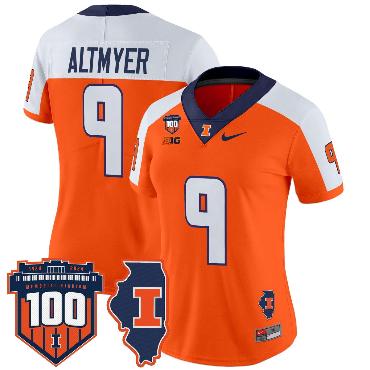Women's Illinois Fighting Illini 100th Memorial Stadium Patch Vapor Limited Jersey - All Stitched
