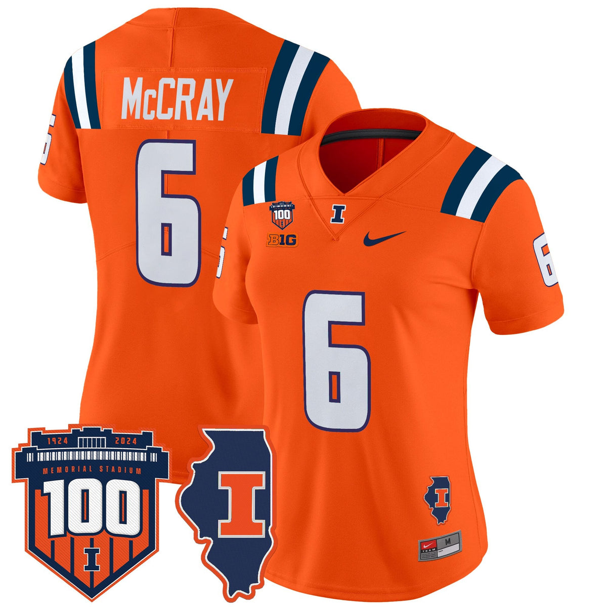 Women's Illinois Fighting Illini 100th Memorial Stadium Patch Vapor Limited Jersey - All Stitched