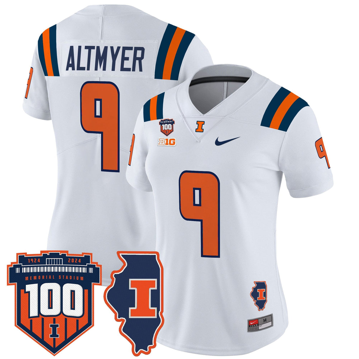 Women's Illinois Fighting Illini 100th Memorial Stadium Patch Vapor Limited Jersey - All Stitched