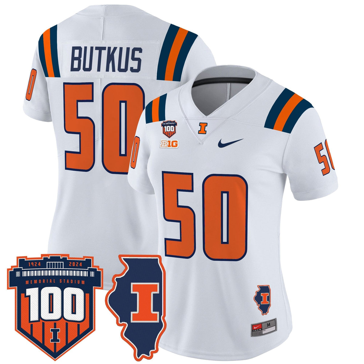 Women's Illinois Fighting Illini 100th Memorial Stadium Patch Vapor Limited Jersey - All Stitched