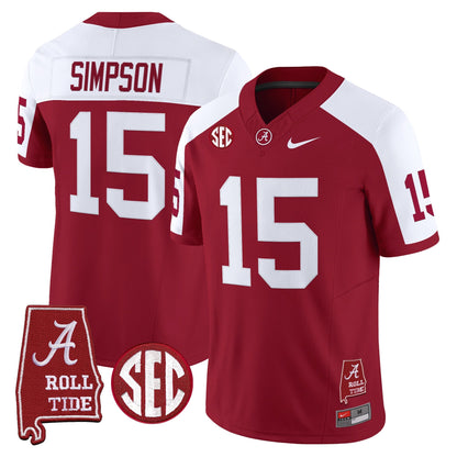Men's Alabama Crimson Tide Throwback Vapor Limited Jersey - Alabama Map - All Stitched