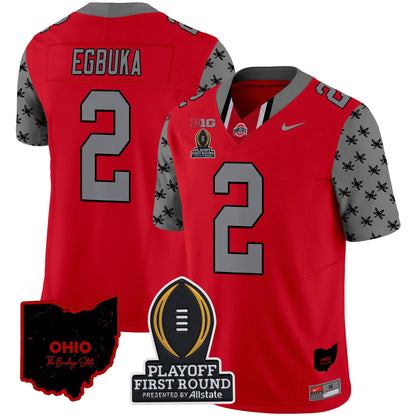 Men's Ohio State Buckeyes 2024 Playoff First Round Patch Vapor Limited Jersey - All Stitched
