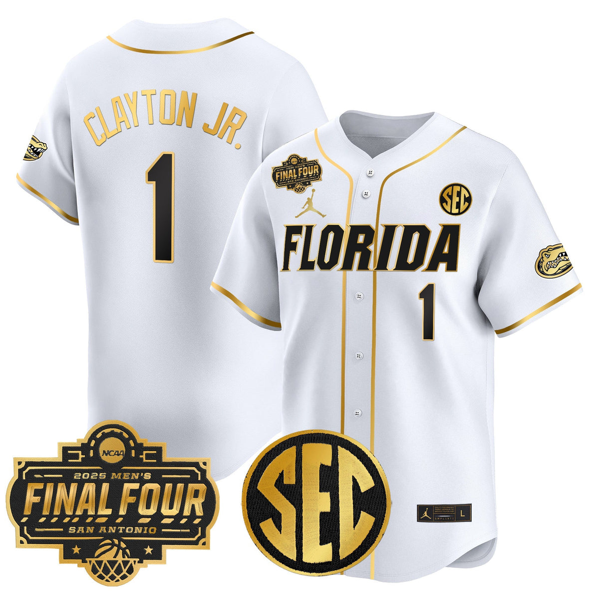 Men's Florida Gators 2025 Final Four Patch Vapor Baseball Jersey - All Stitched