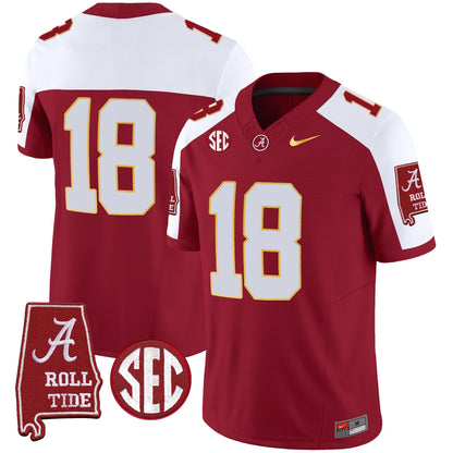 Men's Alabama Crimson Tide Gold Trim Vapor Jersey - Alabama Map - All Stitched