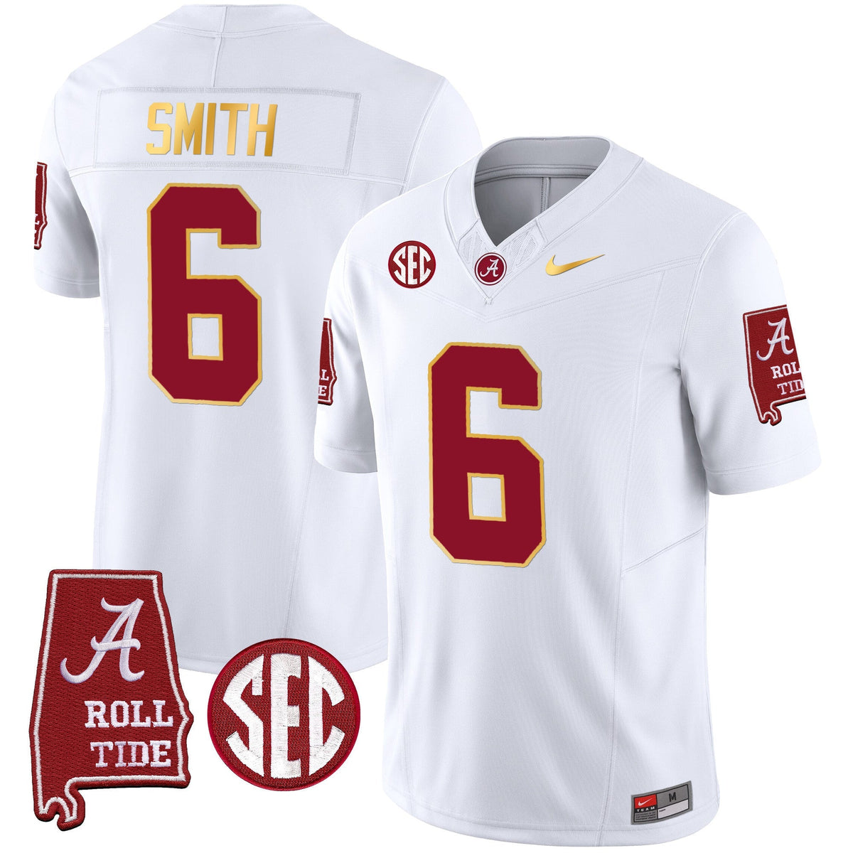 Men's Alabama Crimson Tide Gold Trim Vapor Jersey - Alabama Map - All Stitched