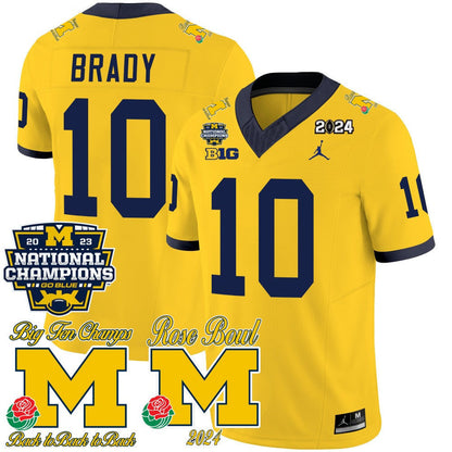Men's Michigan Wolverines 2023 National Champions & Rose Bowl Patch Vapor Jersey - All Stitched