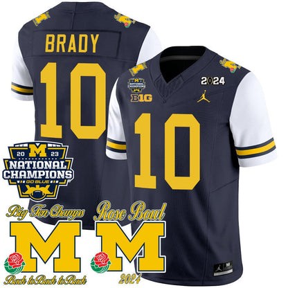 Men's Michigan Wolverines 2023 National Champions & Rose Bowl Patch Vapor Jersey - All Stitched