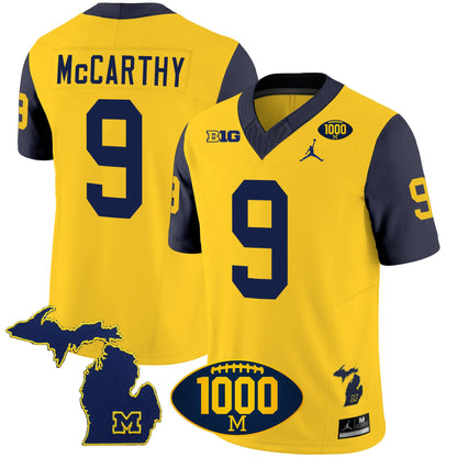 Men's Michigan Wolverines 1000 Wins Patch Vapor Jersey V3 - All Stitched