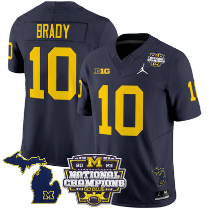 Men's Michigan Wolverines 2023 National Champions Patch Vapor Jersey V6 - All Stitched