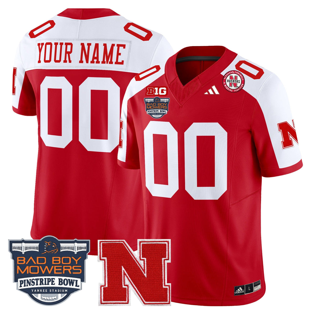 Nebraska Cornhuskers 2025 Pinstripe Bowl Patch Vapor Limited Custom Jersey - All Stitched