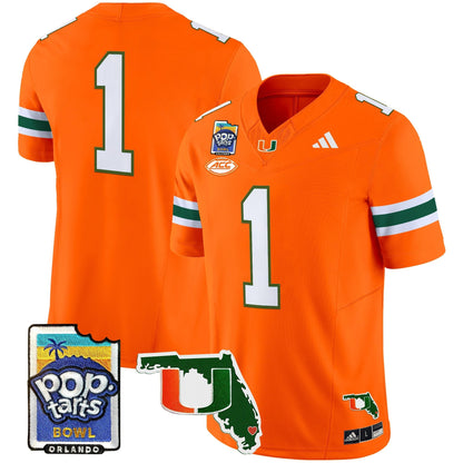 Men's Miami Hurricanes 2025 PopTarts Bowl Patch Vapor Limited Jersey - All Stitched