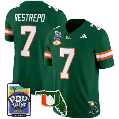 Men's Miami Hurricanes 2025 PopTarts Bowl Patch Vapor Limited Jersey - All Stitched