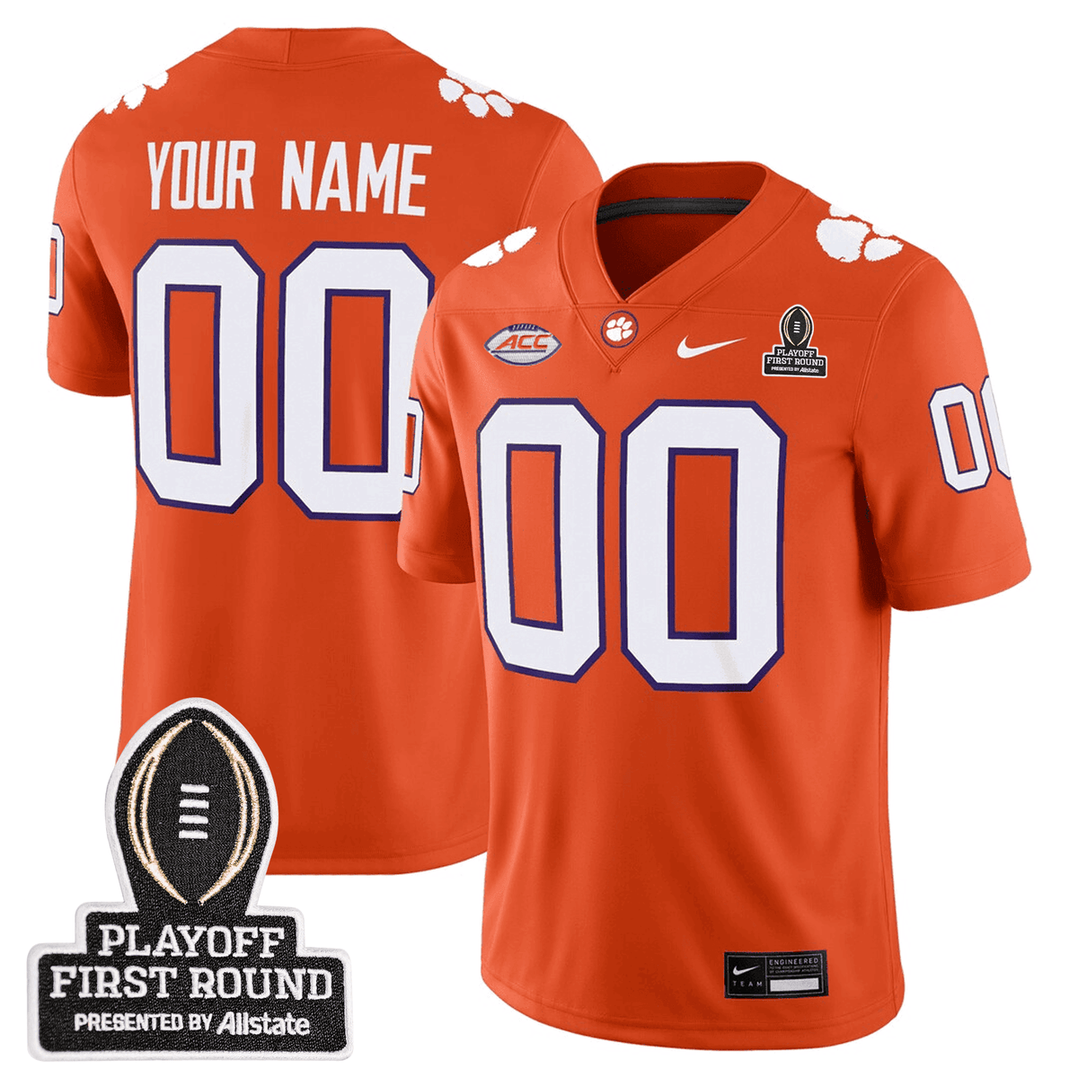 Custom Clemson Tigers 24/25 Jersey - CFP First Round Patch - All Stitched