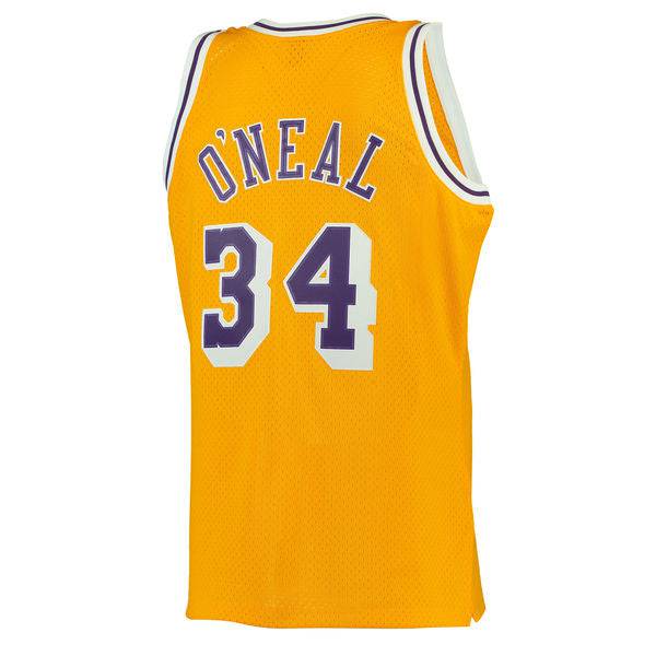 Men's Los Angeles Lakers Shaquille O'Neal Mitchell & Ness Gold 1996-97 Hardwood Classics Swingman Jersey
