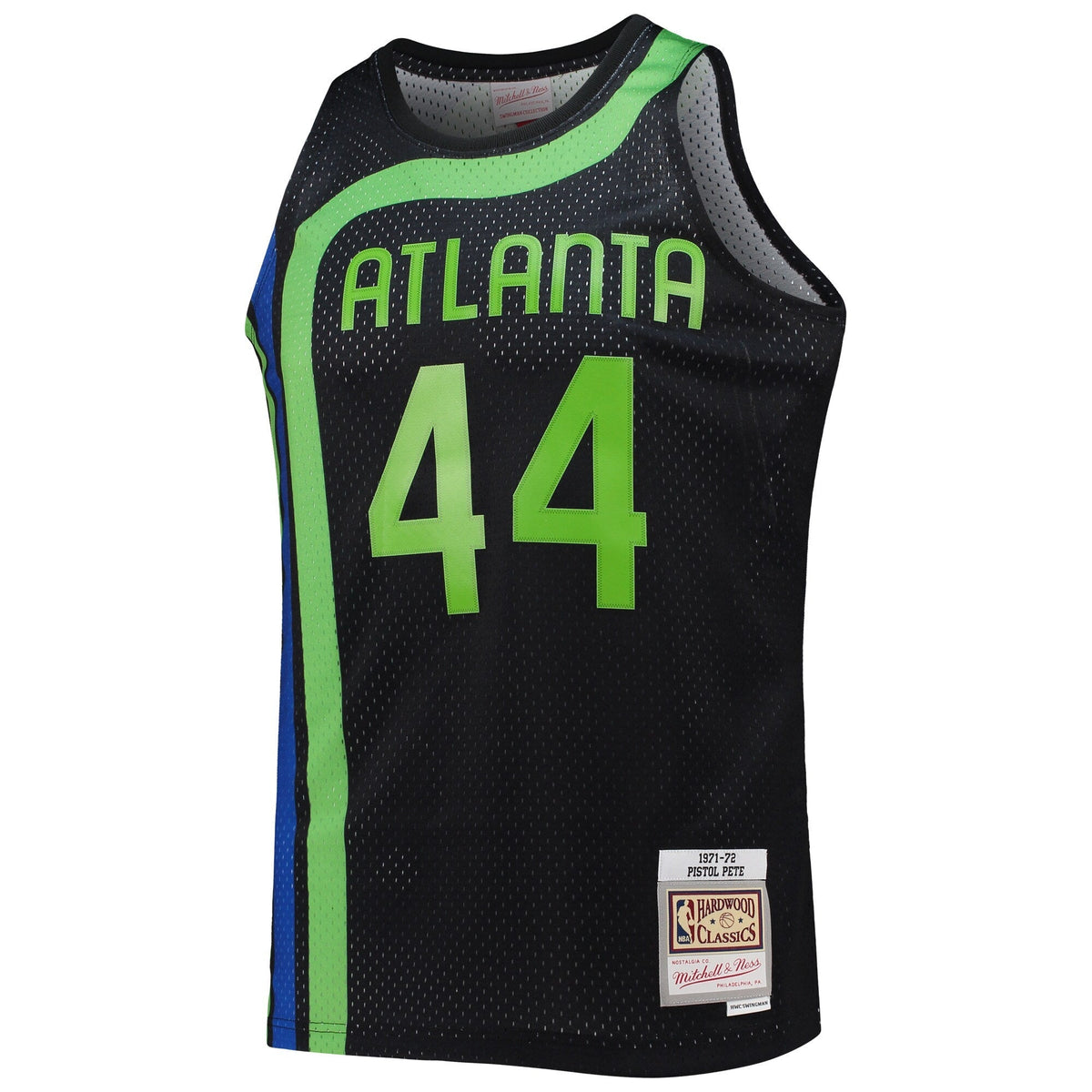 Men's Atlanta Hawks Pete Maravich Mitchell & Ness Black 1971-72 Hardwood Classics Reload 2.0 Swingman Jersey